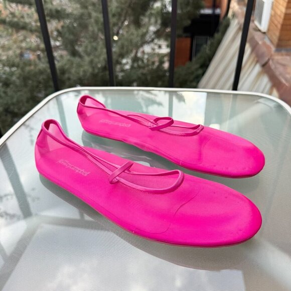 New Jeffrey Campbell Swan Lake Moira Mesh Flats Ballet Shoes Pink Fuchsia - Picture 12 of 13